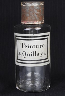 Flacon en verre petit modèle étiquette blanche Pharmacie RAVASSE