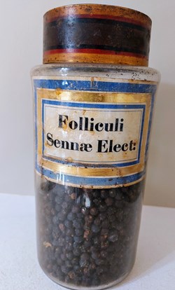 Flacon Herboristerie " Folliculi Sennea Elect:"