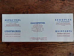 Laboratoires SYPHAR : Hepacynol Lysophlebol Glucophytol Sedoplex Quintadyl