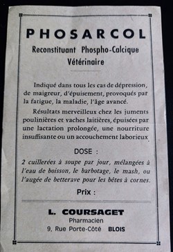Phie L. COURSAGET / Étiquette Phosarcol