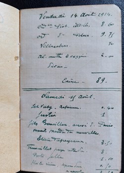 Carnet de CAISSE (Entrées et Sorties) d'une pharmacie en 1914