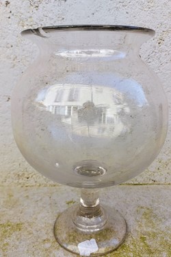 Vase à sangsues/ Boule sur pied en verre 26cm