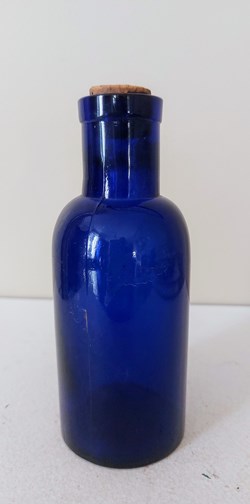 Bleu / Petite bouteille bleue H 15 cm