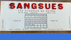 SANGSUES ( Buvard publicitaire)