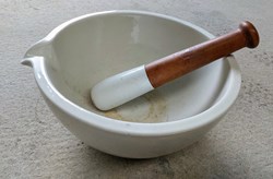 Mortier céramique 30 cm et pilon manche bois