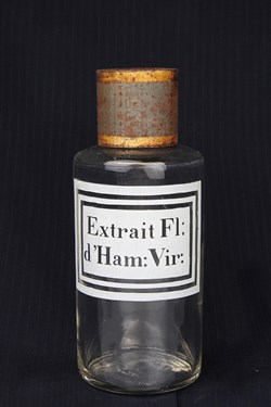 Flacon en verre petit modèle étiquette blanche Pharmacie RAVASSE