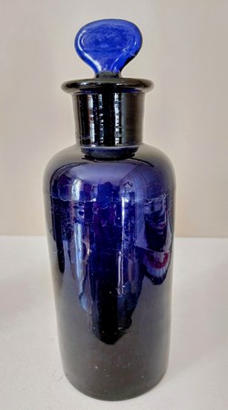 Bleu / Flacon de pharmacie verre bleu h 21 cm