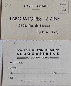 SÉDOGASTRINE LABORATOIRES. ZIZINE