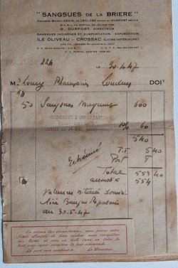 Facture de sangsues d'importation 1947