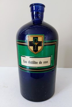 Bleu / Bouteille 23.5 cm Eau distillée de rose