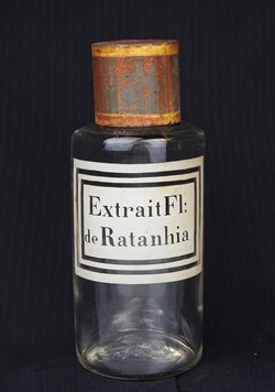 Flacon en verre petit modèle étiquette blanche Pharmacie RAVASSE
