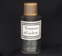 Flacon en verre petit modèle étiquette blanche Pharmacie RAVASSE