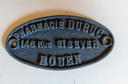 Plaque signalétique "Pharmacie DUBUC" Rouen