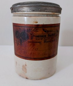 Pot à onguent " Baume du ?" grès
