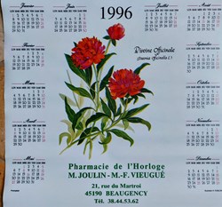 CALENDRIER 1996 _ Pivoine Officinale