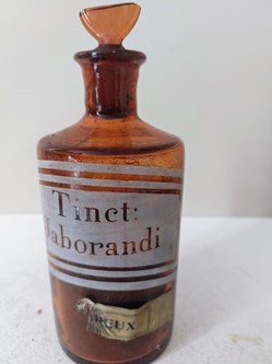 Flacon 14.5 en verre ambré "Tinct : Jaborandi"