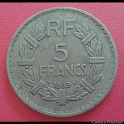 1939 - 5 francs - BR.ALU