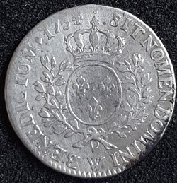 1754 W - 1/2 écu au bandeau - Louis XV