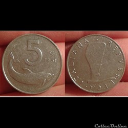 Italie - 5 centimes 1951