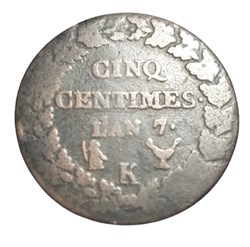 (1798 - 99) - 5 centimes l'AN 7 K