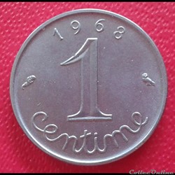 1968 - 1 centime - avers gras