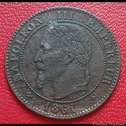 1861 A - 2 centimes - buste définitif