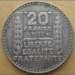 1933 - 20 francs - rameaux longs