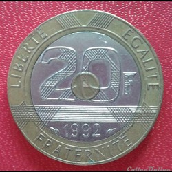 1992 - 20 francs - V écarté - 5c