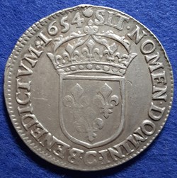 1654 C - 1/2 écu à la mèche longue - Louis XIV