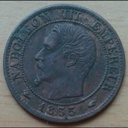 1855 A - 1 centime - chien