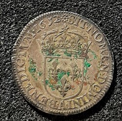 1652 A - 1/4 écu à la mèche longue - Louis XIV