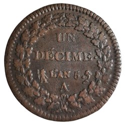 (1796-97) - UN DECIME L'AN 5 A