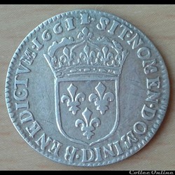 1661 D - 1/12ème écu - Louis XIV