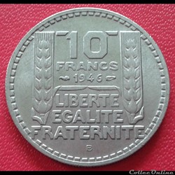 1946 B - 10 francs - Grosse tête - rameaux courts
