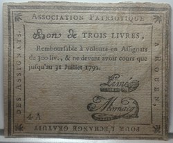 1792 - Bon de 3 livres