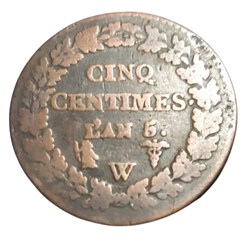 (1796 - 97) - 5 centimes l'AN 5 W