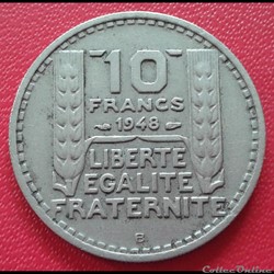 1948 B - 10 francs - Petite tête - B proche listel