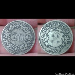 Suisse - 20 rappen 1850