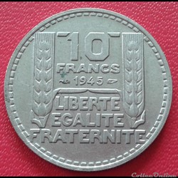 1945 - 10 francs - Grosse tête - rameaux longs