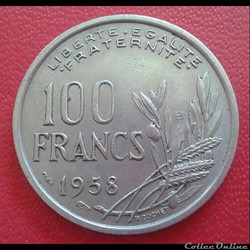 1958 B -100 francs