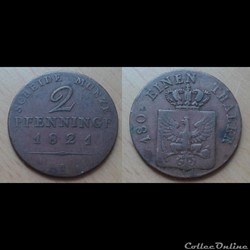Allemagne - 2 pfenninge 1821 A