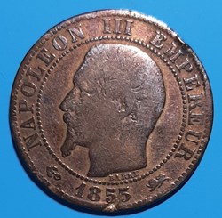 1855 D - 5 centimes - ancre