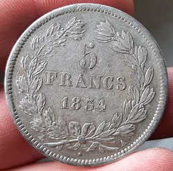 1834 A - 5 francs Louis Philippe Ier