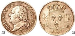 1818 B - 1/4 franc