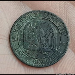 1855 D - 2 centimes - petit D - petit lion - chien
