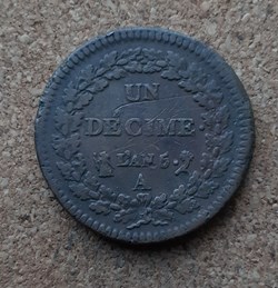 (1796-97) - 1 Décime L'AN 5 A