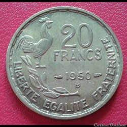 1950 B - 20 francs - 3 faucilles- Georges Guiraud