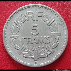 1947 B - 5 francs - ALU - 9 ouvert