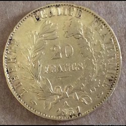 1851 A - 20 francs OR (sans point)