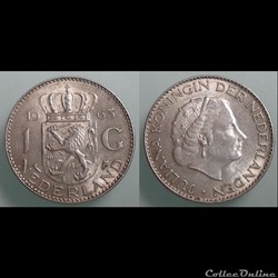 PAYS-BAS - 1 gulden 1963